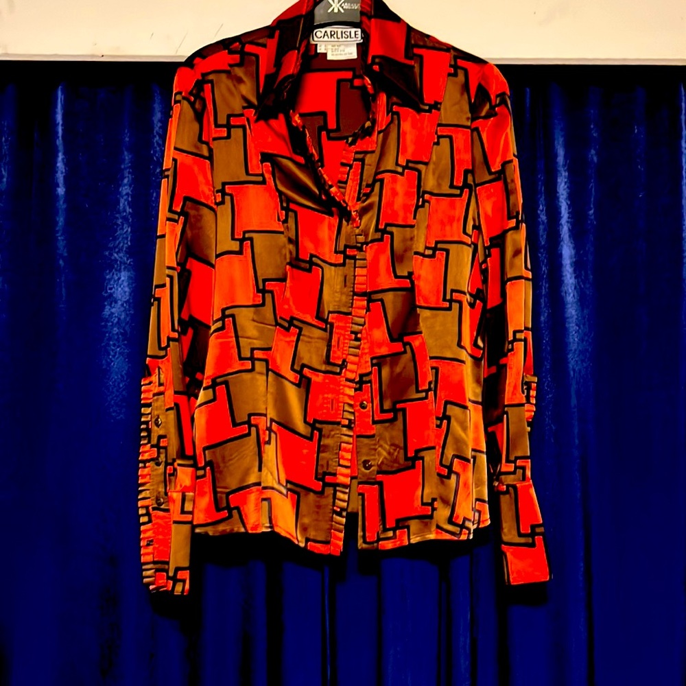 Pumpkin geometric silk Blouse